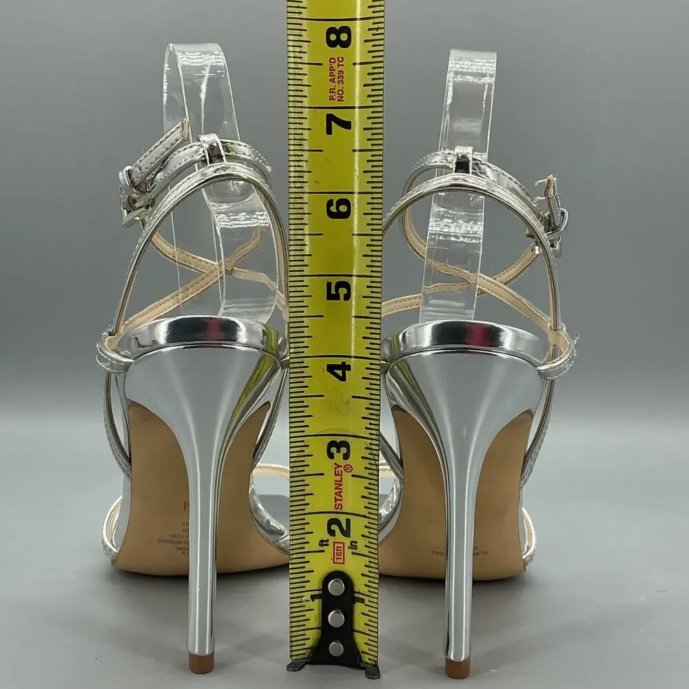 Calvin Klein Women’s Tegin Strappy High Stiletto Dress Sandals Silver Size 7M